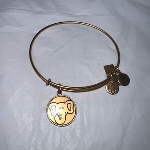 Alex and Ani Elephant Charm Bangle Bracelet Gold‎ Tone RARE RETIRED
